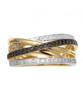 Pierścionek z żółtego złota z białymi i czarnymi brylantami 0,55 ct 207/05 bd black diamonds