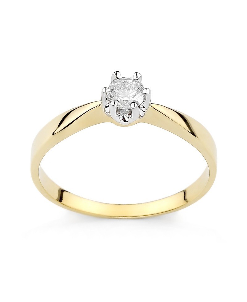 Pierścionek z żółtego złota z brylantem - z168 0.24 ct H/Si Pierścionek z żółtego złota z brylantem - z168 0.24 ct H/Si