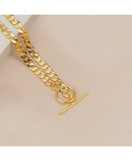 Naszyjnik srebrny złocony - Pancerka z okrągłym zapięciem 42 cm